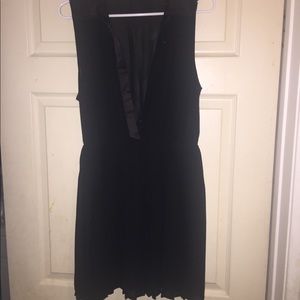 Forever 21 black sheer top pleated bottom dress